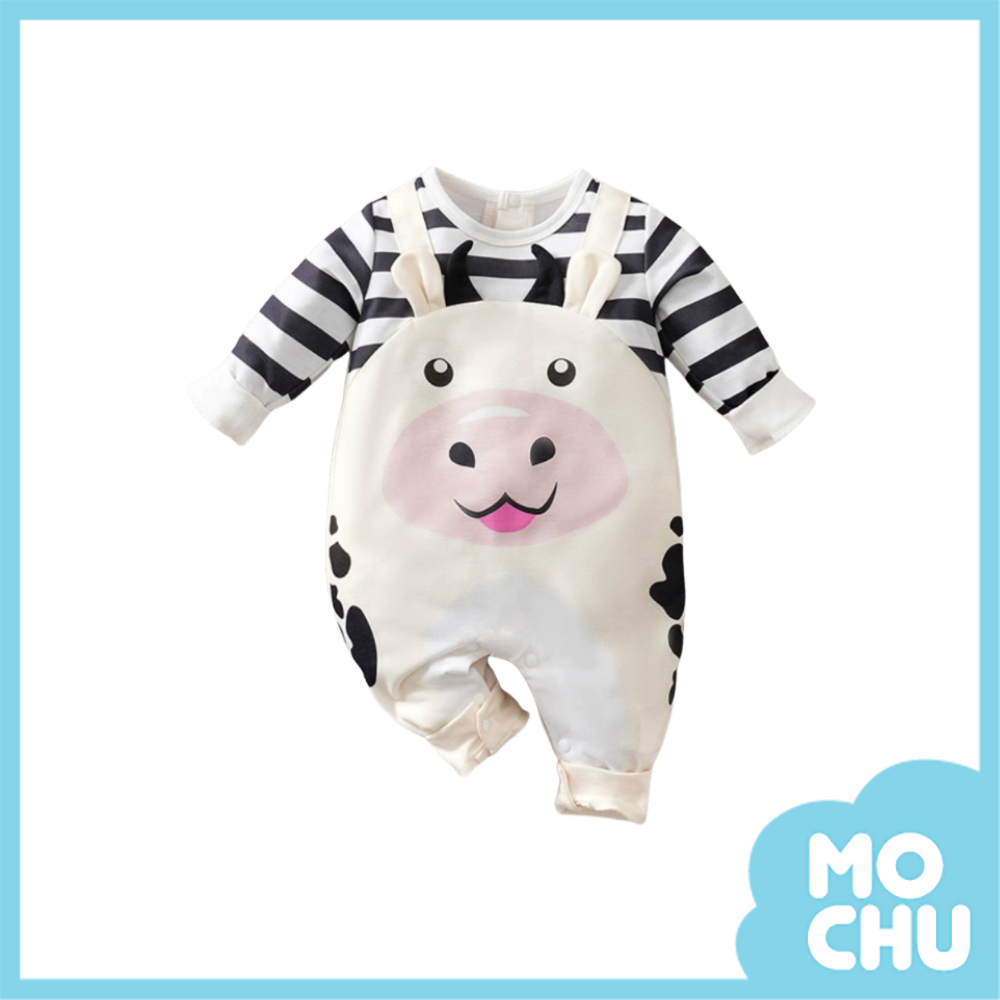 淺黃奶牛長袖連身衣