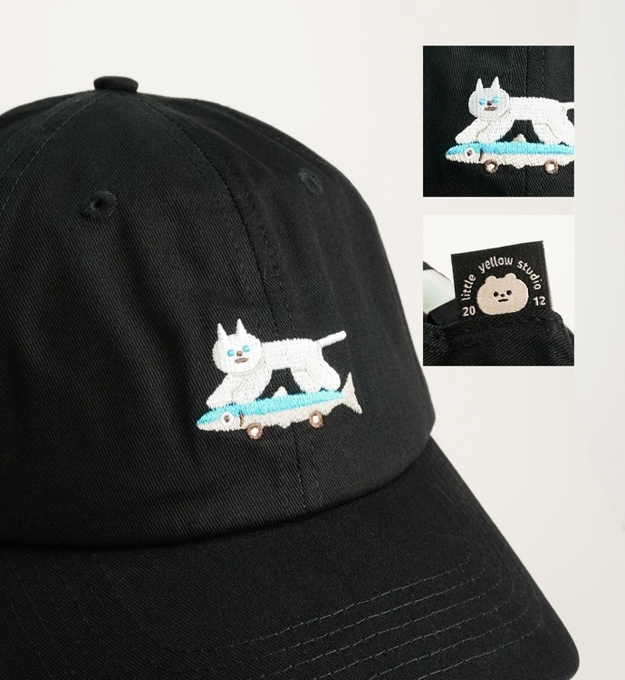 小黃間｜刺繡老帽｜滑板魚貓咪