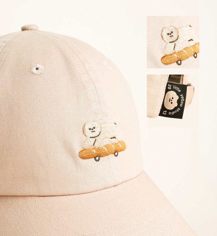 小黃間｜刺繡老帽｜滑板麵包熊