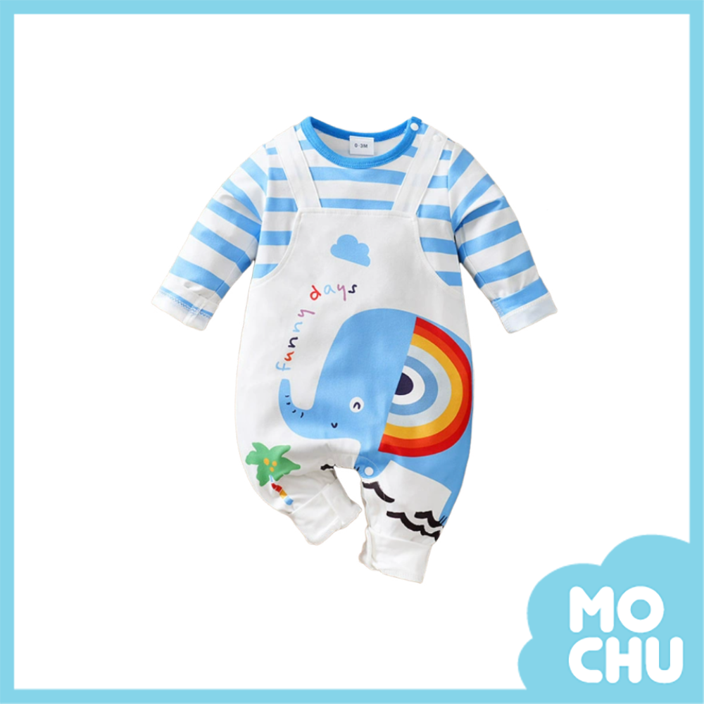 藍色大象長袖連身衣