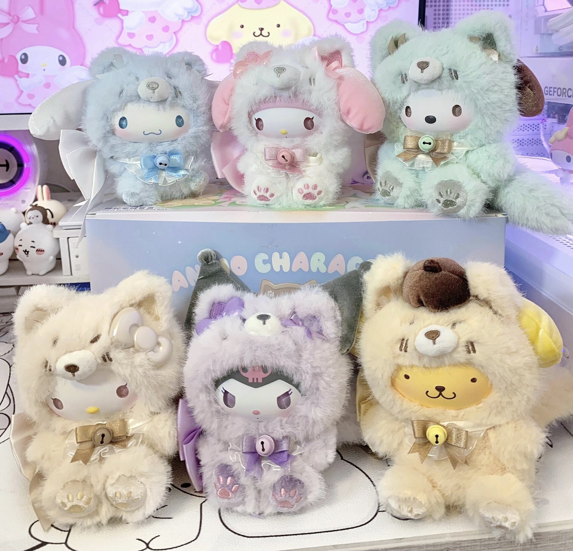 Sanrio 三麗鷗 正版授權 島嶼狐系列 毛絨糖膠盲盒 吊飾 鑰匙圈 變裝公仔 盲盒 6款(任買兩件711免運)/預購