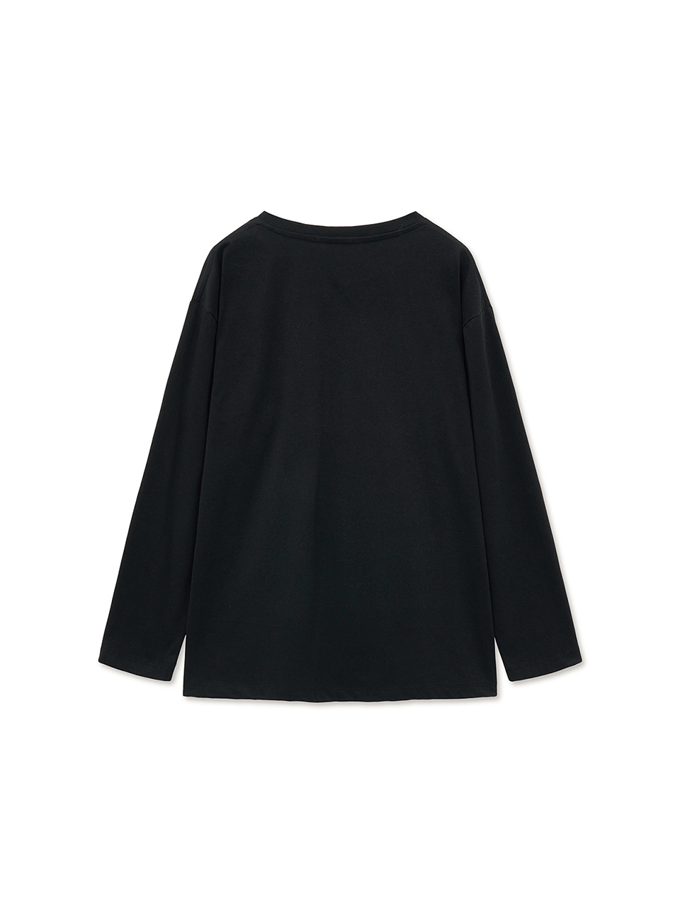 打褶細節長袖上衣女款 黑色