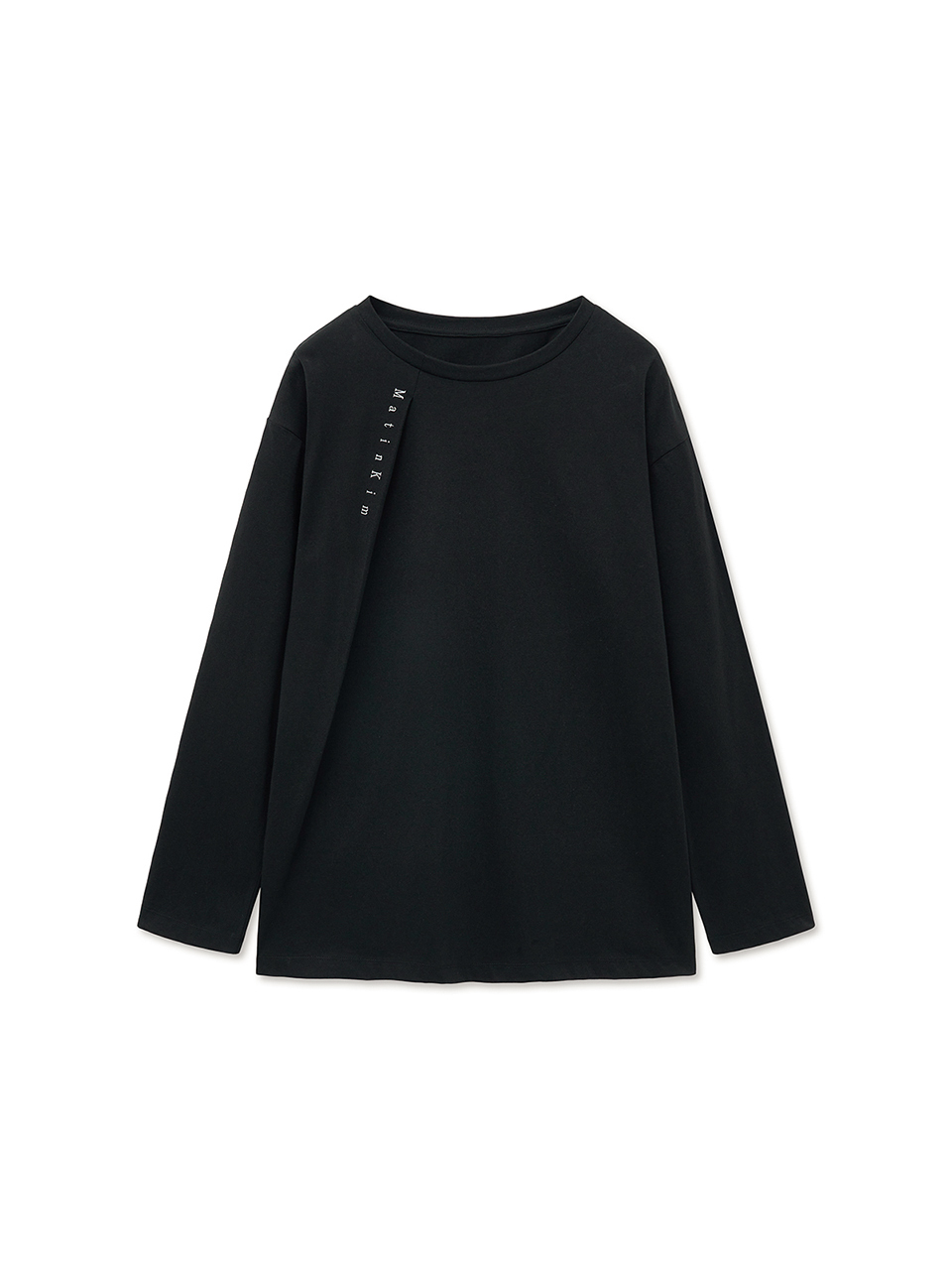 打褶細節長袖上衣女款 黑色