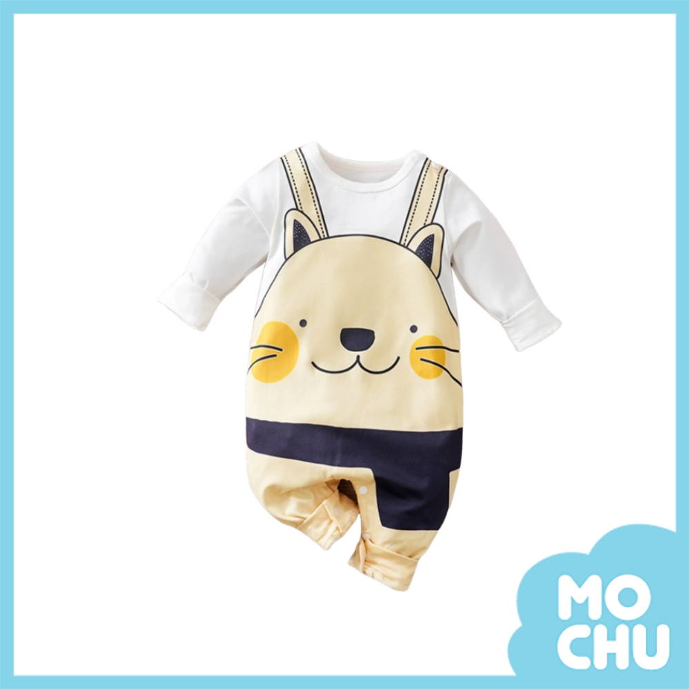 圍巾貓咪長袖連身衣