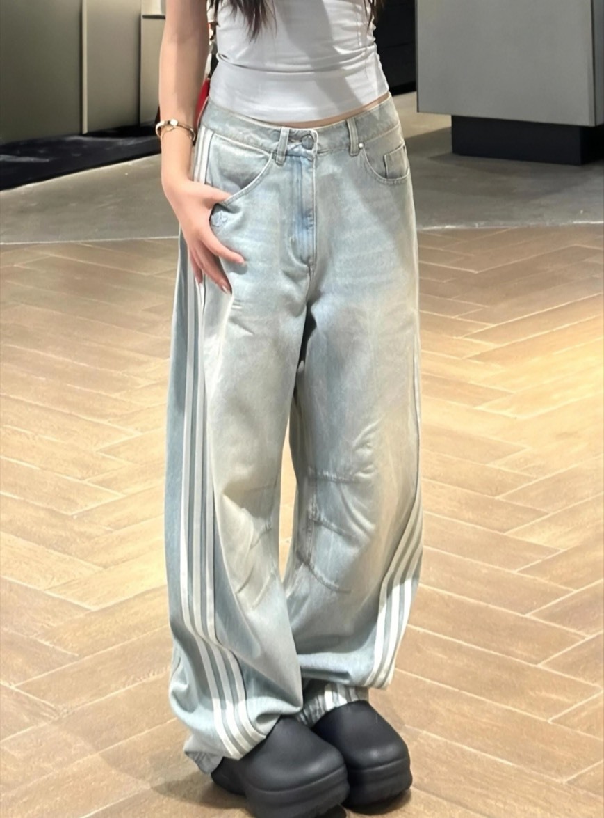 <歐陽娜娜同款> Adidas originals ADILENIUM 休閒 牛仔褲 單寧 女款 淺牛仔藍 JX9212