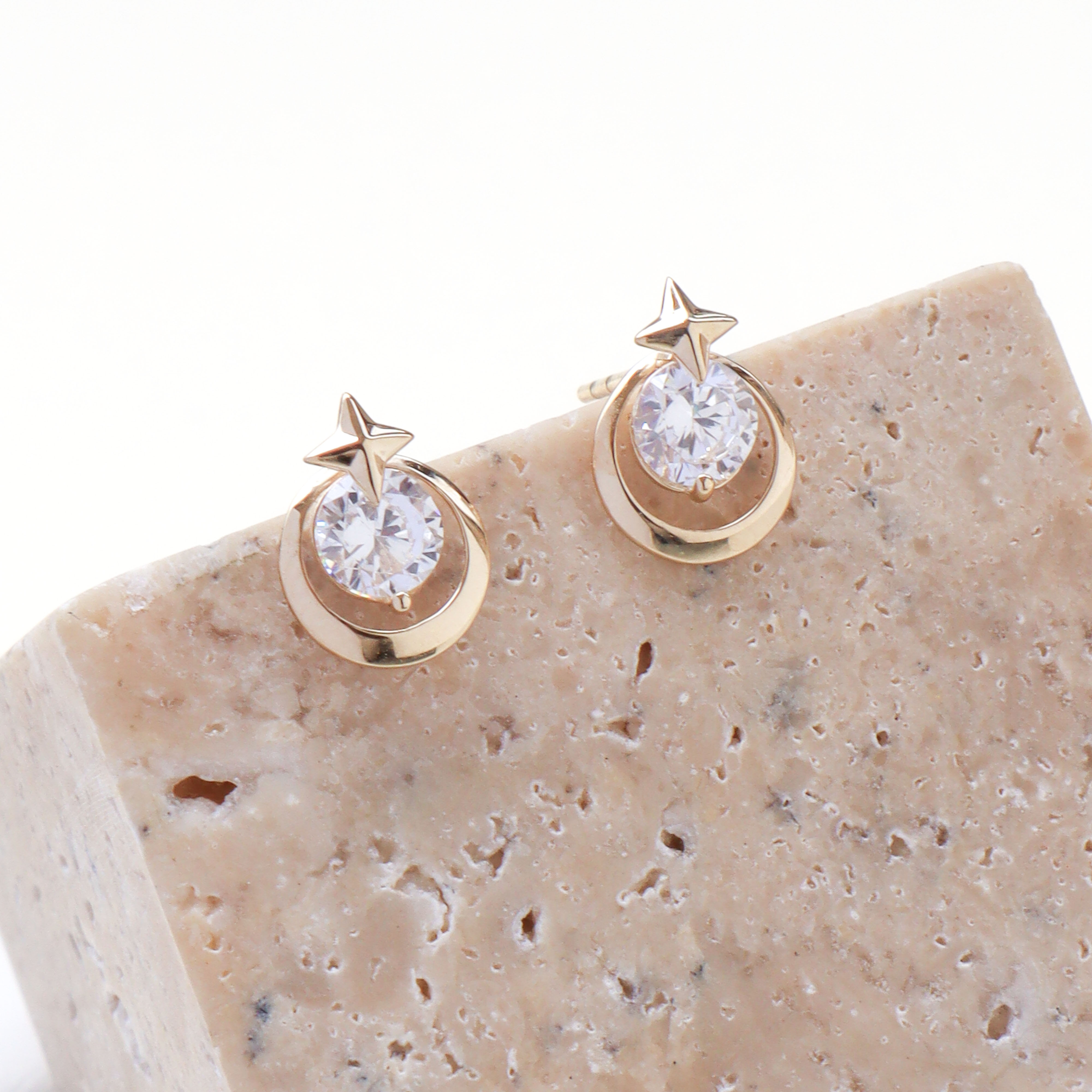 10K/星月守護耳環