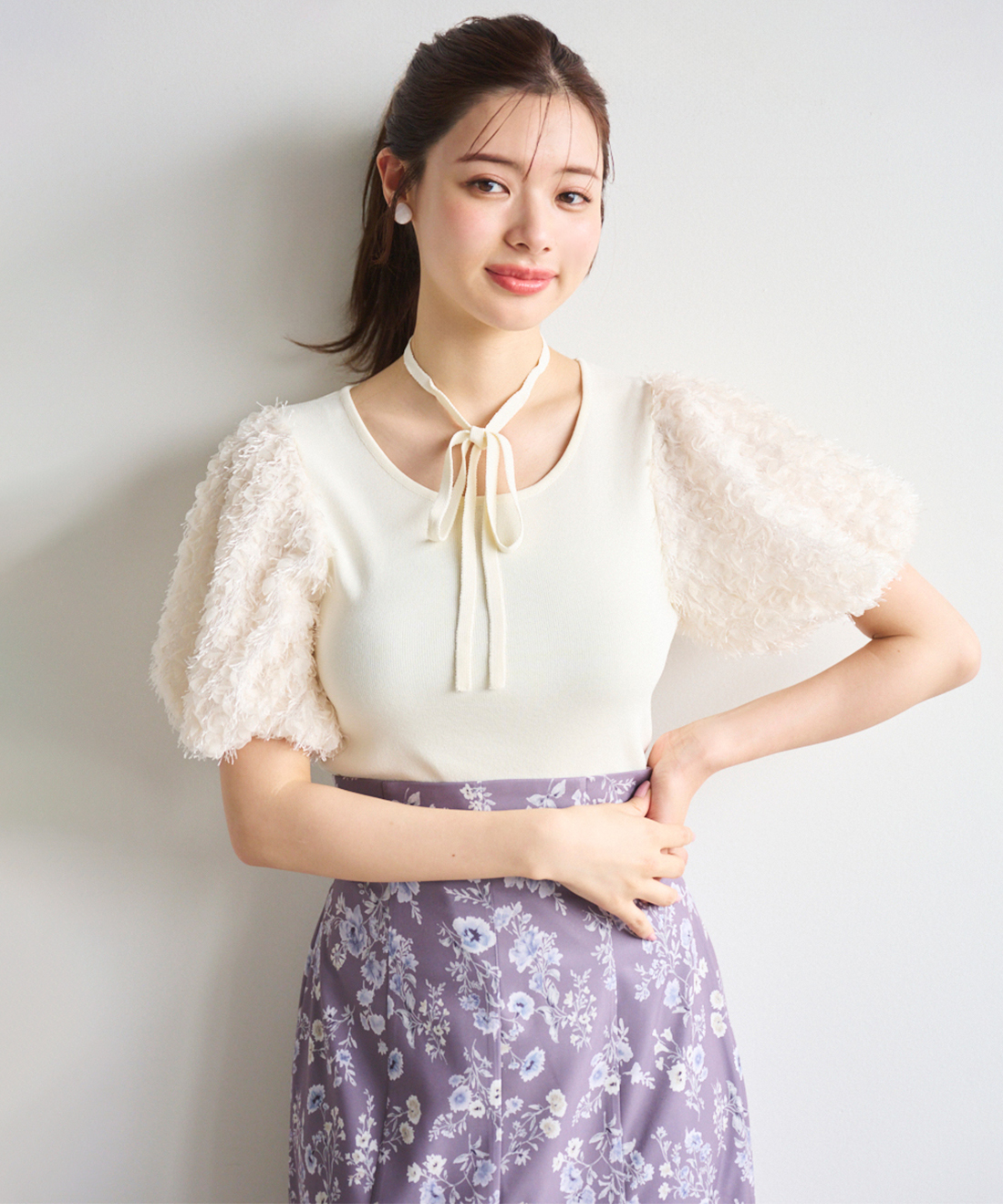 [預購] LILLIAN CARAT 毛絨泡泡袖針織衫