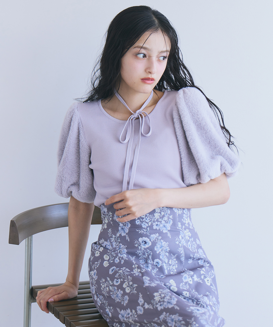 [預購] LILLIAN CARAT 毛絨泡泡袖針織衫