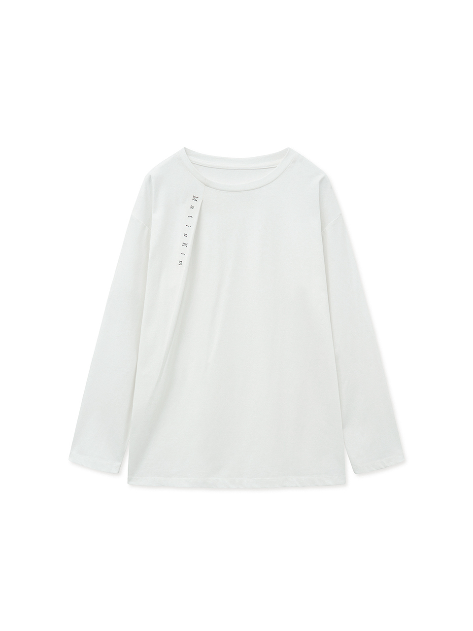 打褶細節長袖上衣女款 白色