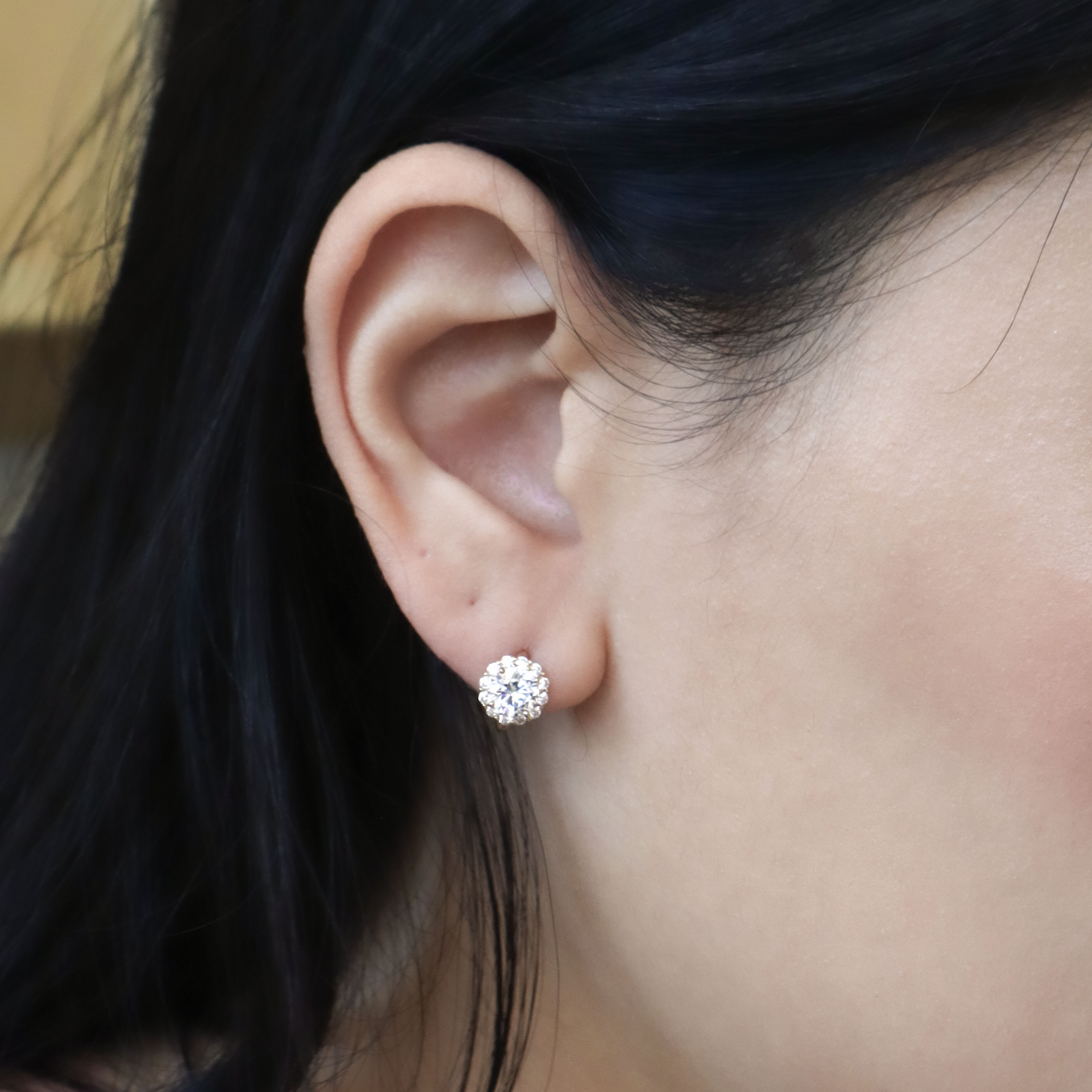 10K/光澤大圓鑽耳環