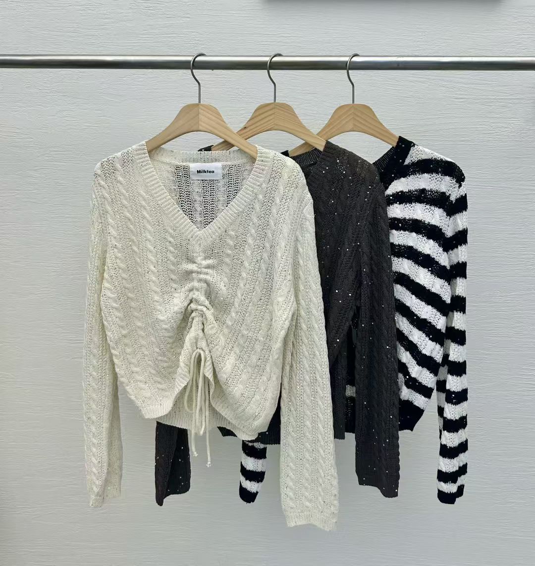 MI5014 麻花閃閃抽繩針織上衣