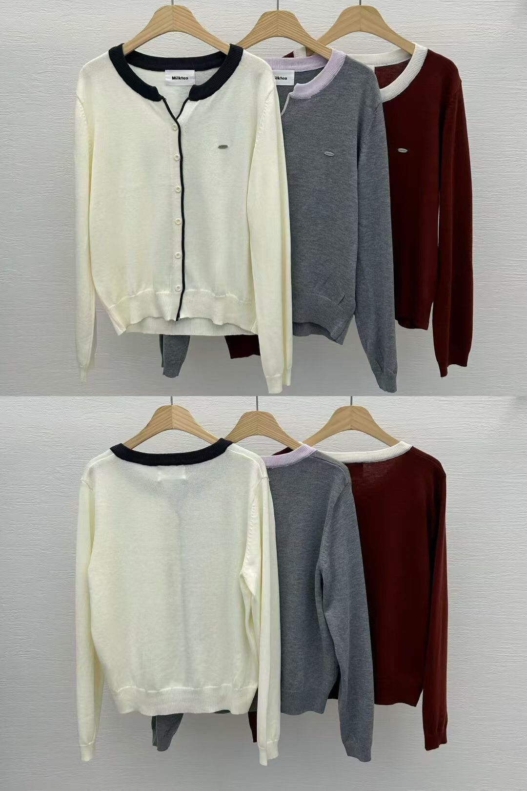 MI5016 小Logo牌撞色邊針織外套