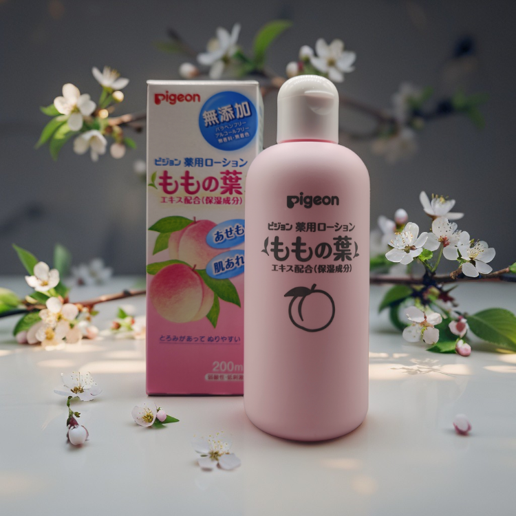 Pigeon Baby Peach Leaf Essence Lotion (Peach Water) 200ml | Natural Moisturizing Anti-Heat Rash Baby Skin Care Lotion