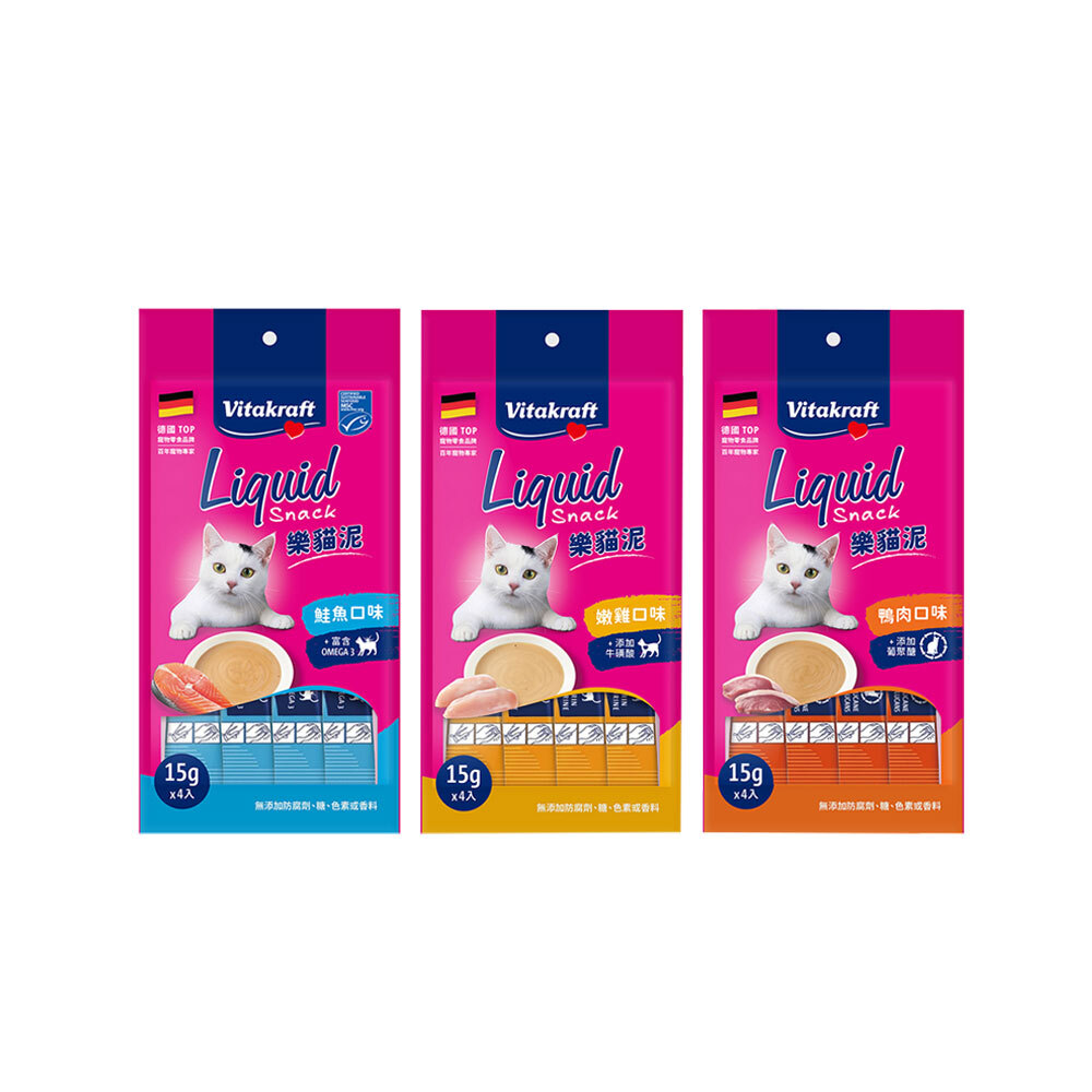 【德國Vitakraft】衛塔卡夫 樂貓泥 15g×4入 貓肉泥