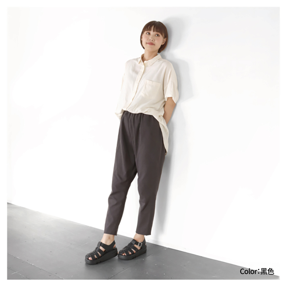 大阪樂步健康鞋 Re:getA輕量厚底編織漁夫涼鞋 RE255(BLK-黑色)