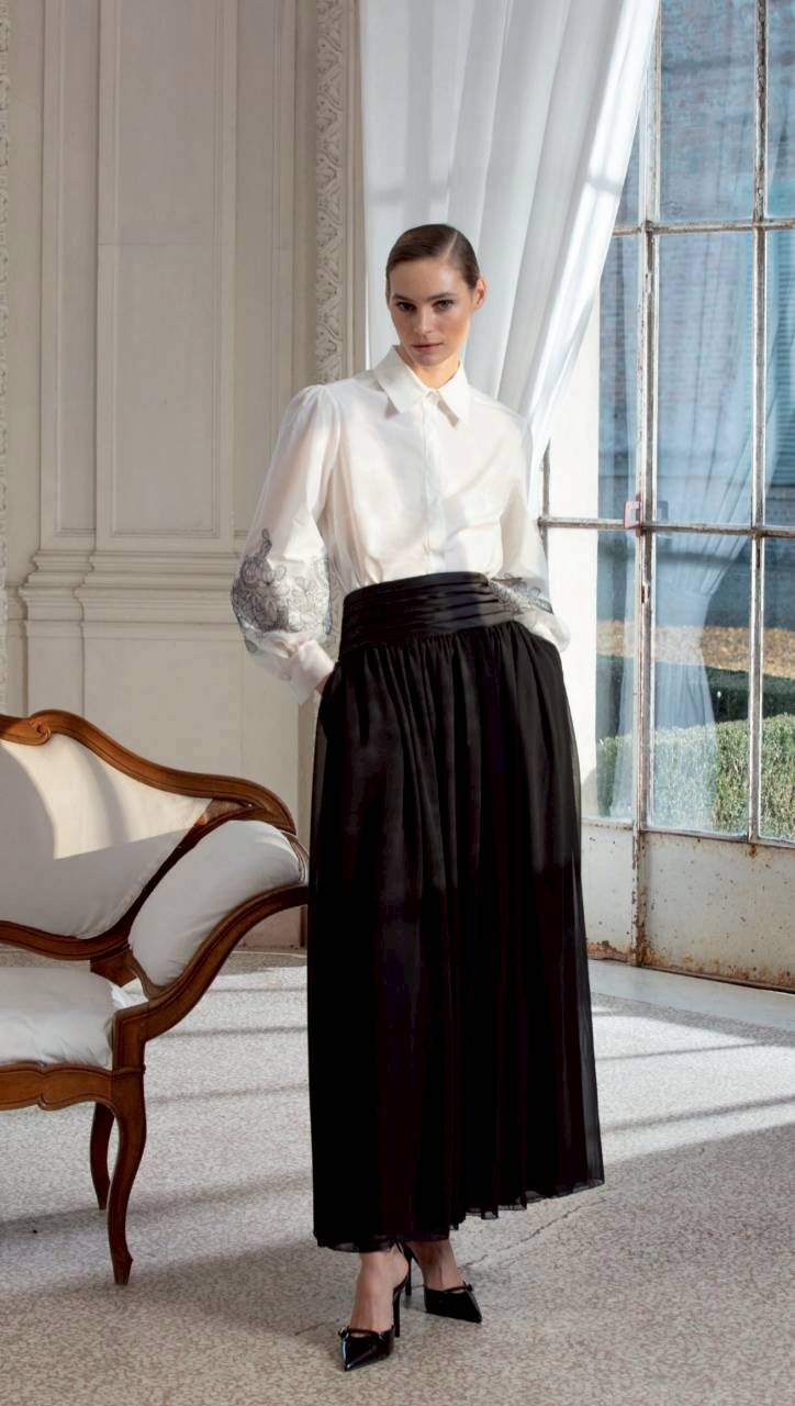 Clips 精緻蕾絲薄紗澎袖襯衫