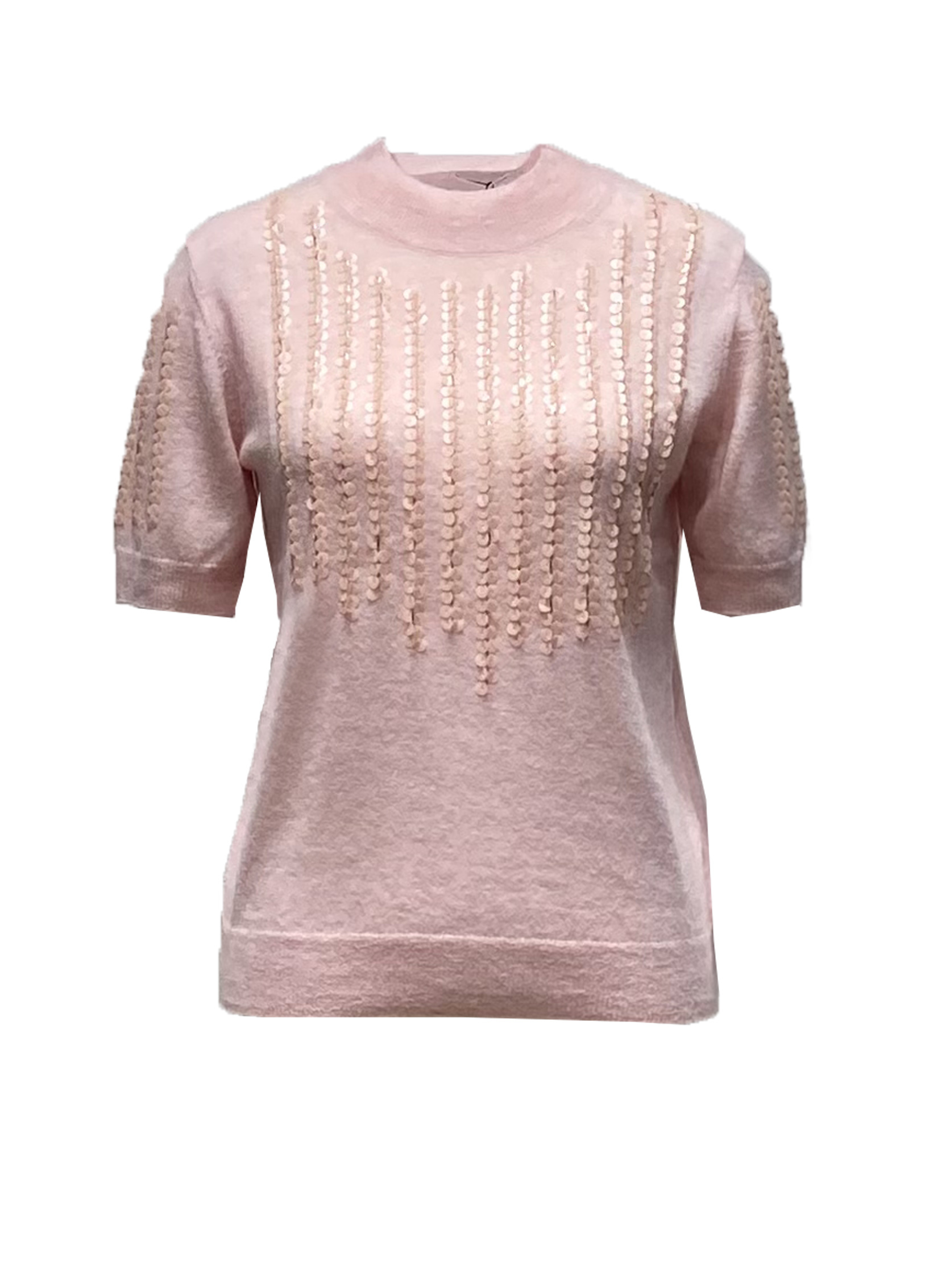 BC15259A1 流星亮片條羊絨半高領短袖毛衫 (3色)