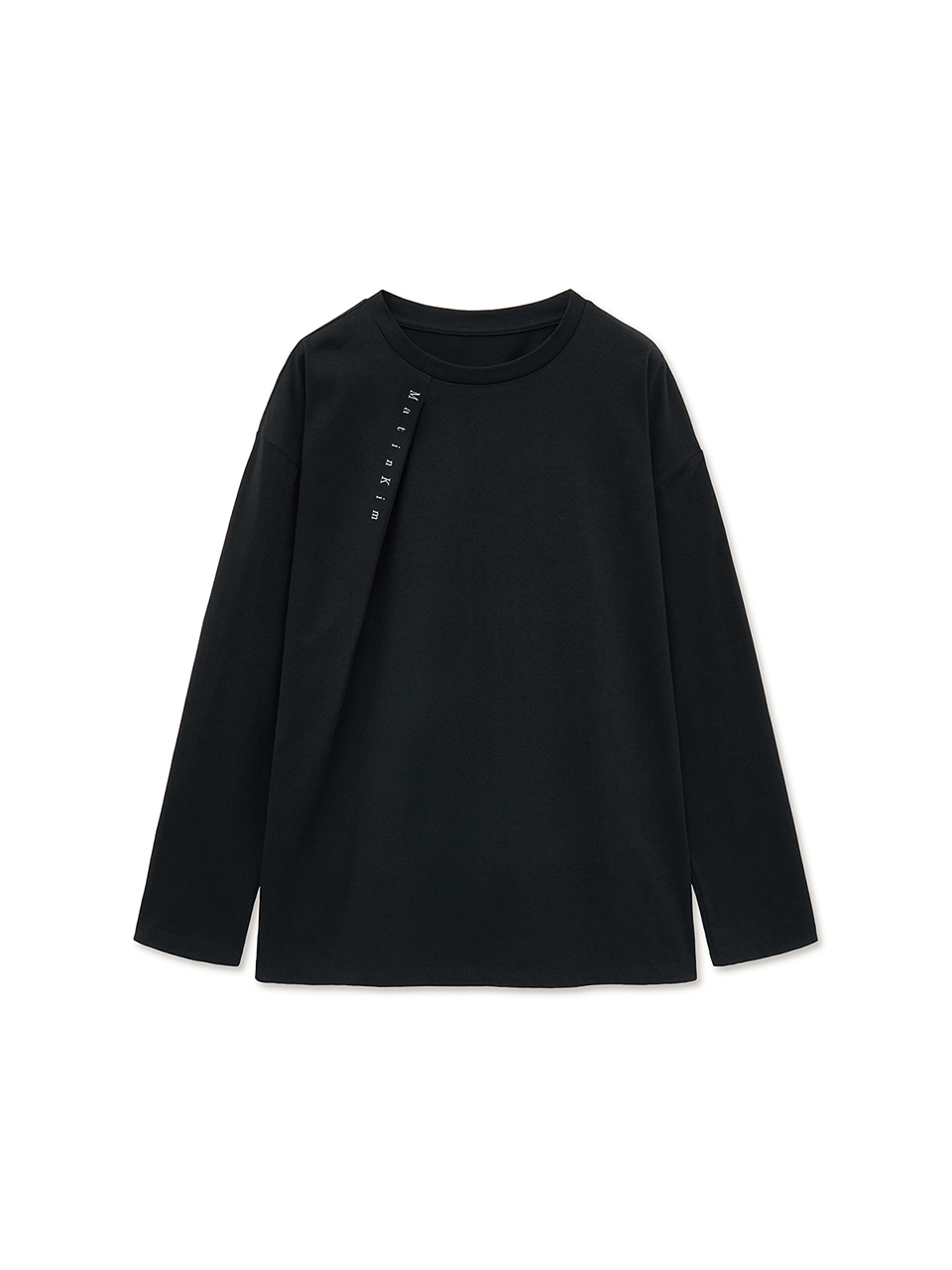 打褶細節長袖上衣男款 黑色