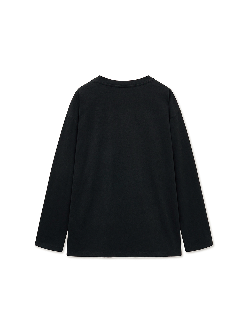 打褶細節長袖上衣男款 黑色