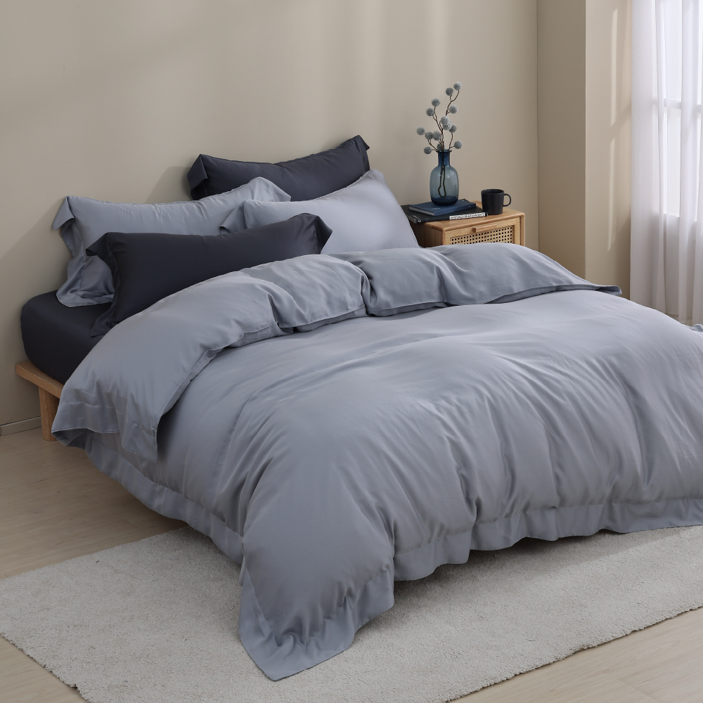 100支天絲｜100%萊賽爾｜雙色配｜淺暮灰ｘ靜夜灰