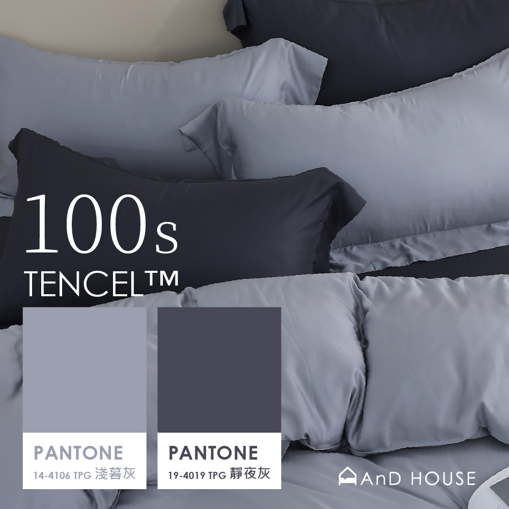 100支天絲｜100%萊賽爾｜雙色配｜淺暮灰ｘ靜夜灰