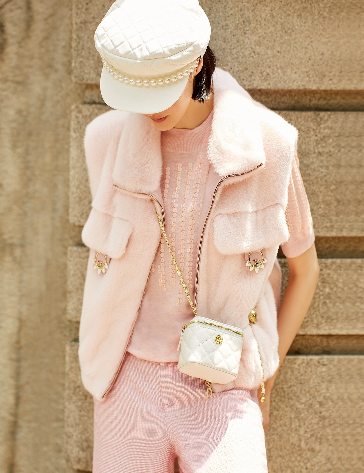 BC15259A1 流星亮片條羊絨半高領短袖毛衫 (3色)