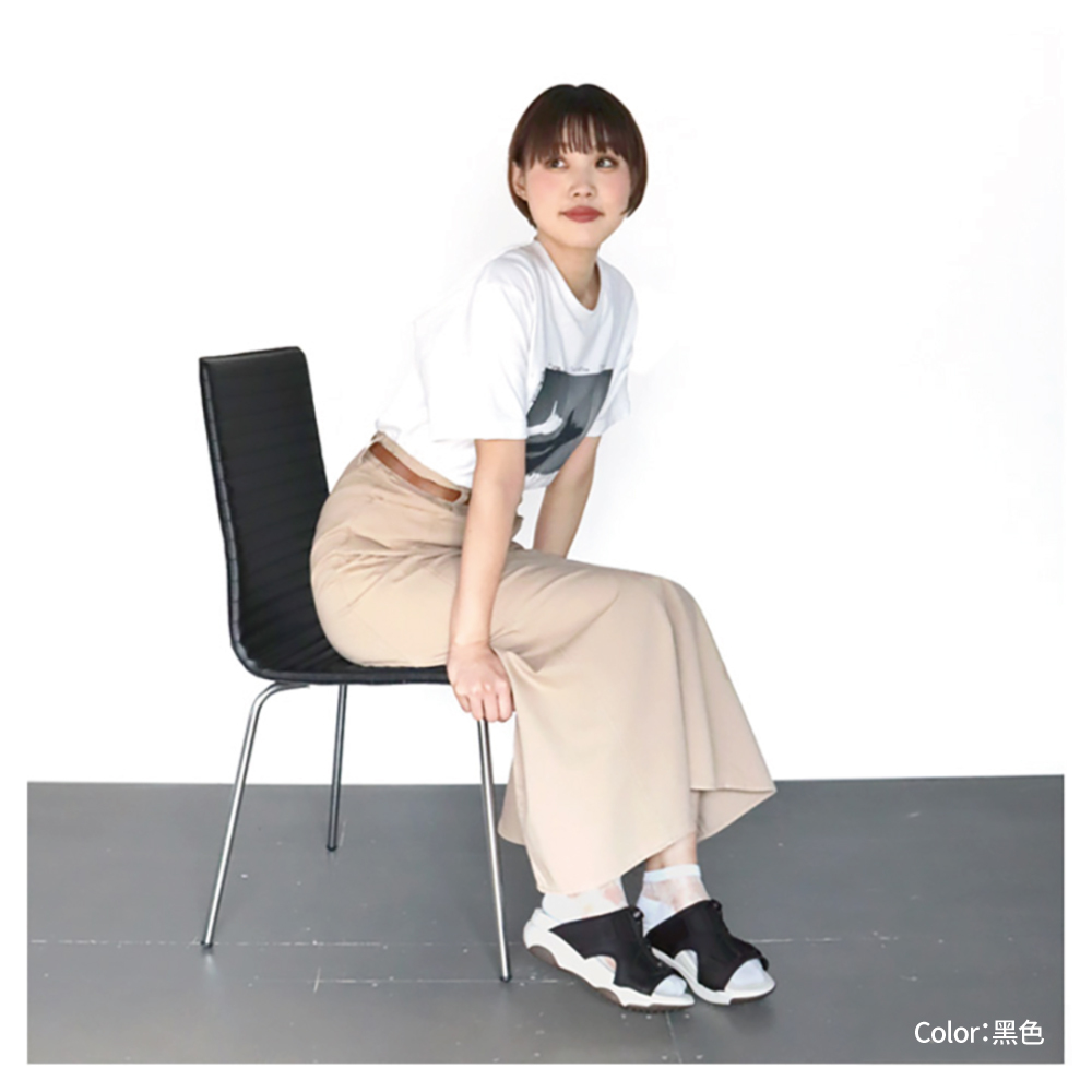 大阪樂步健康鞋 Re:getA輕量厚底運動風涼鞋RE3003(BLK-黑色)