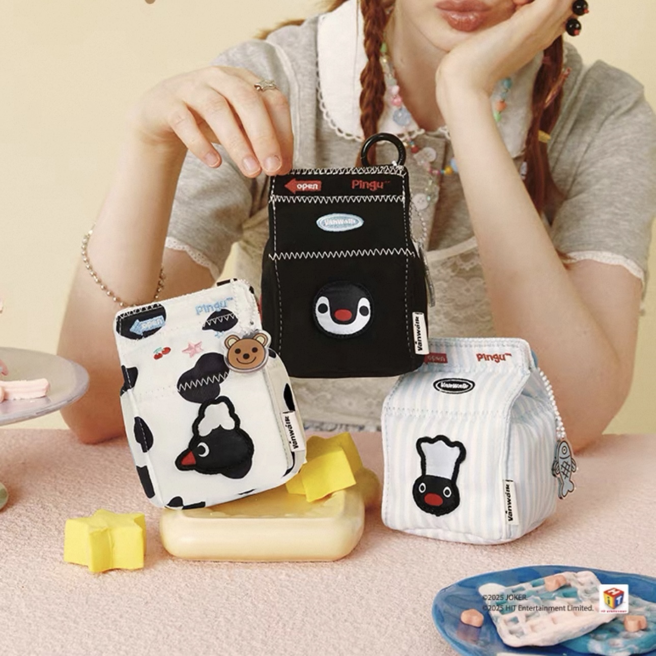 VANWALK x PINGU 企鵝家族 牛奶盒 迷你零錢包 收納包 鑰匙包 斜背小包 代購