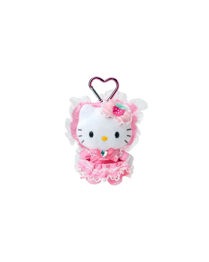 Hello Kitty 粉紅色Lolita 心形扣毛公仔掛飾