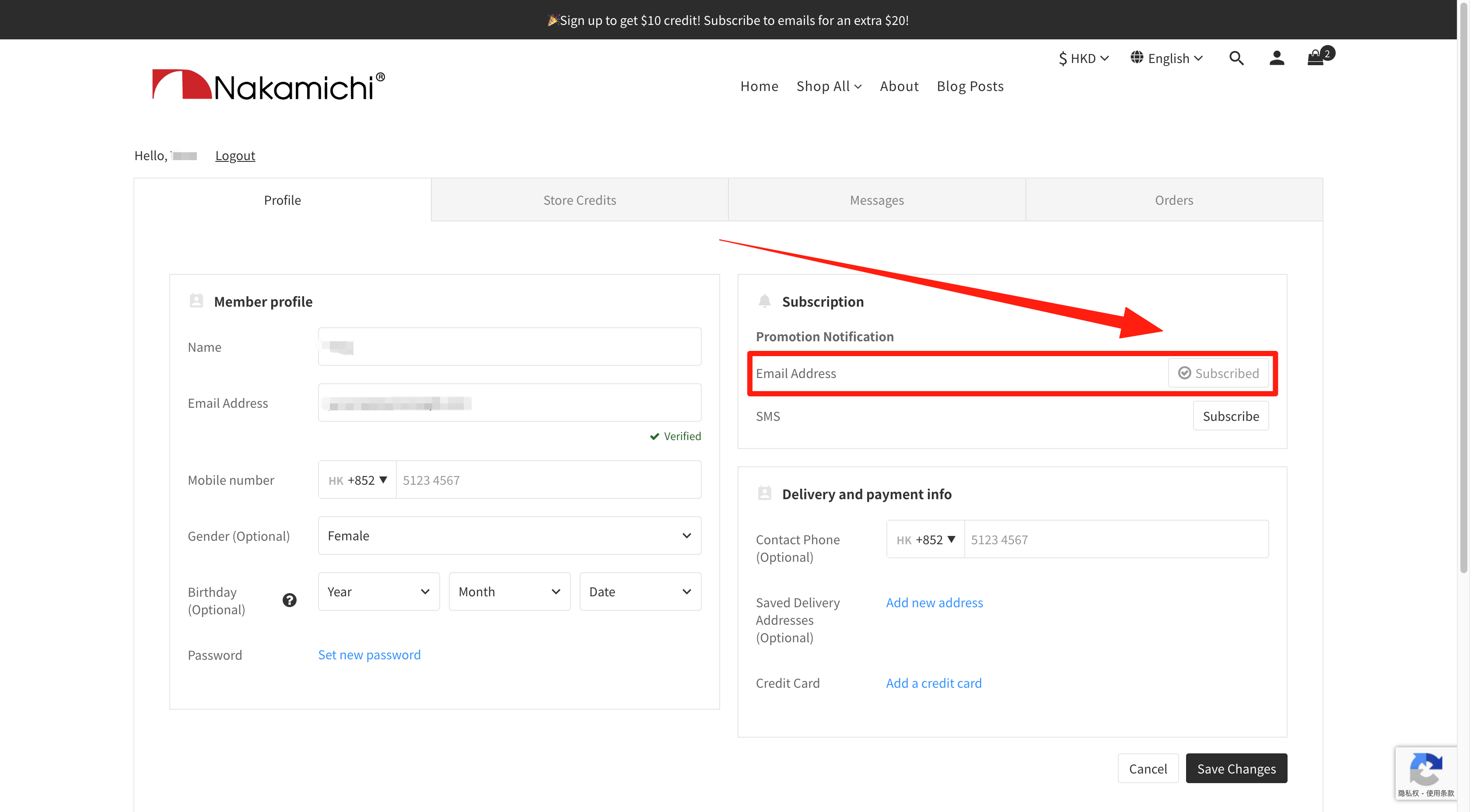 Profile Completion Example