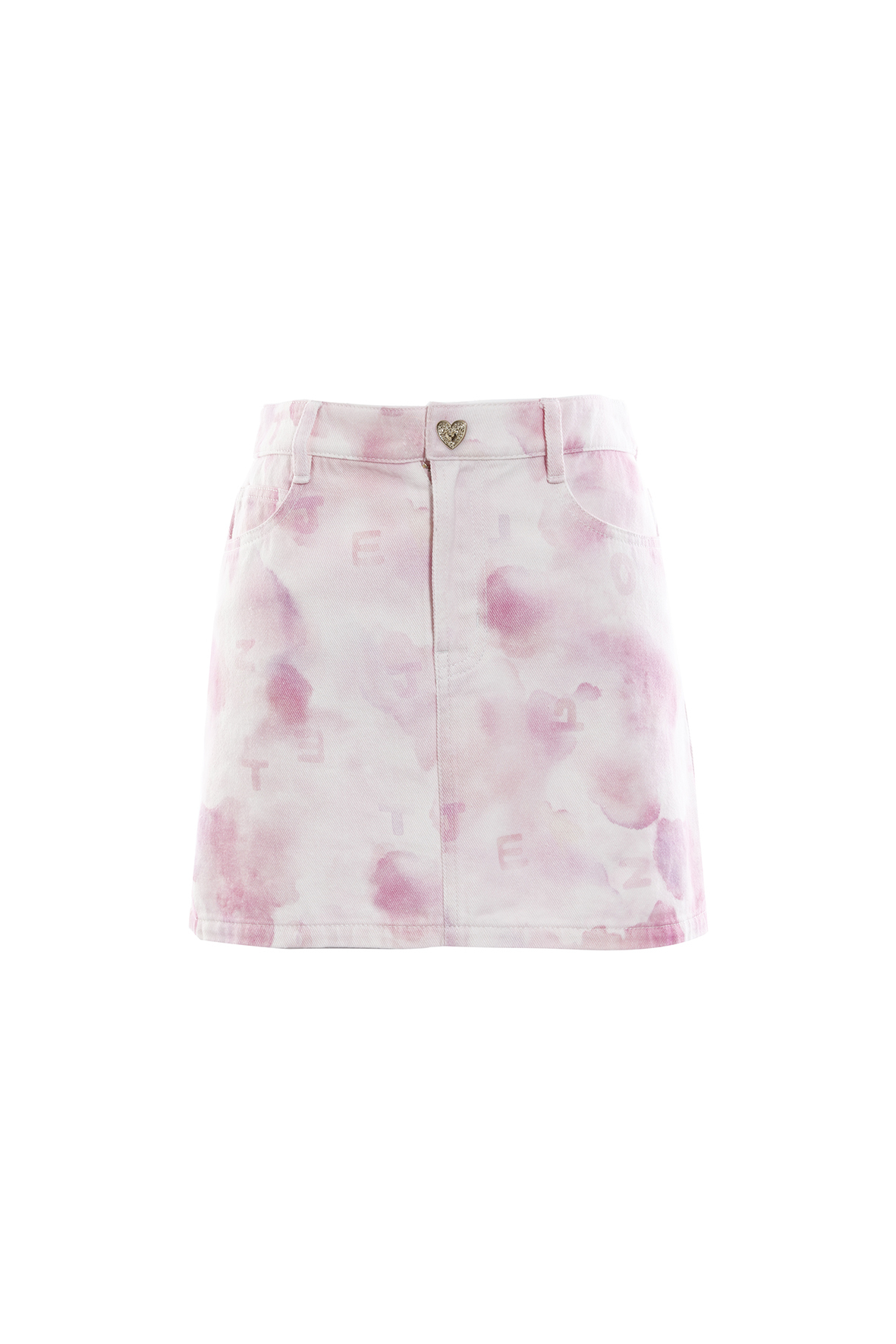 BC15001C1 雲朵玫瑰牛仔短A裙