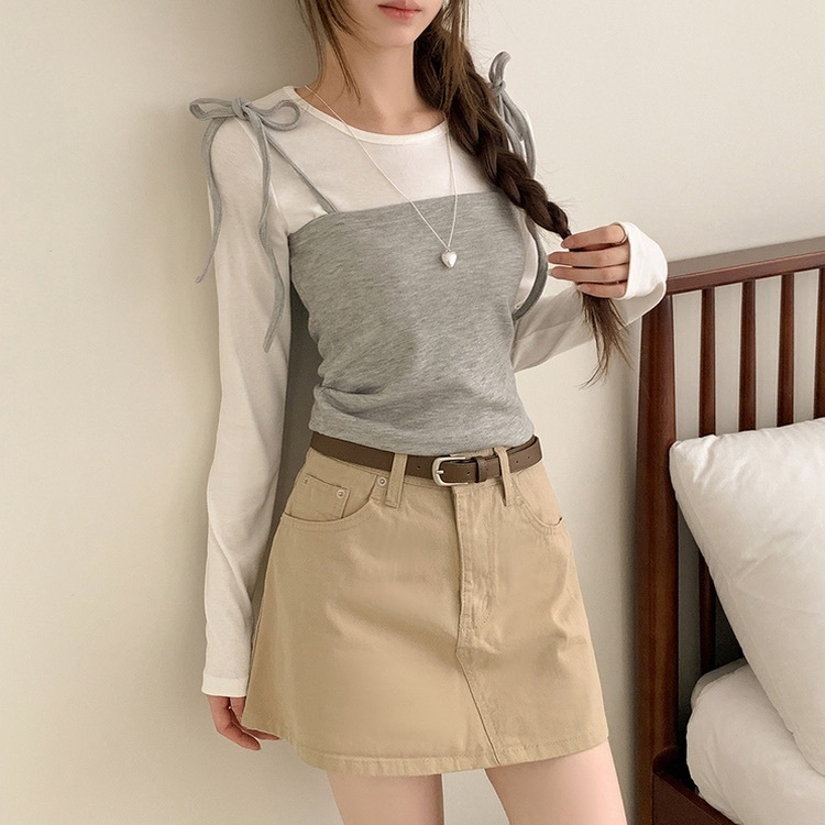 【優惠價預訂】韓國綁純吊帶＋長袖SET（4色）