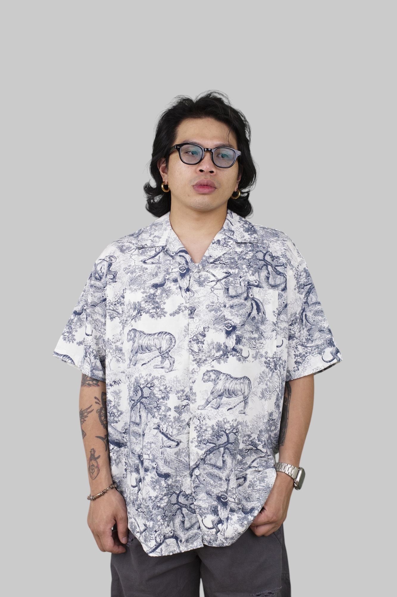 『Always_Good』水墨 老虎 數碼印花 短袖襯衫