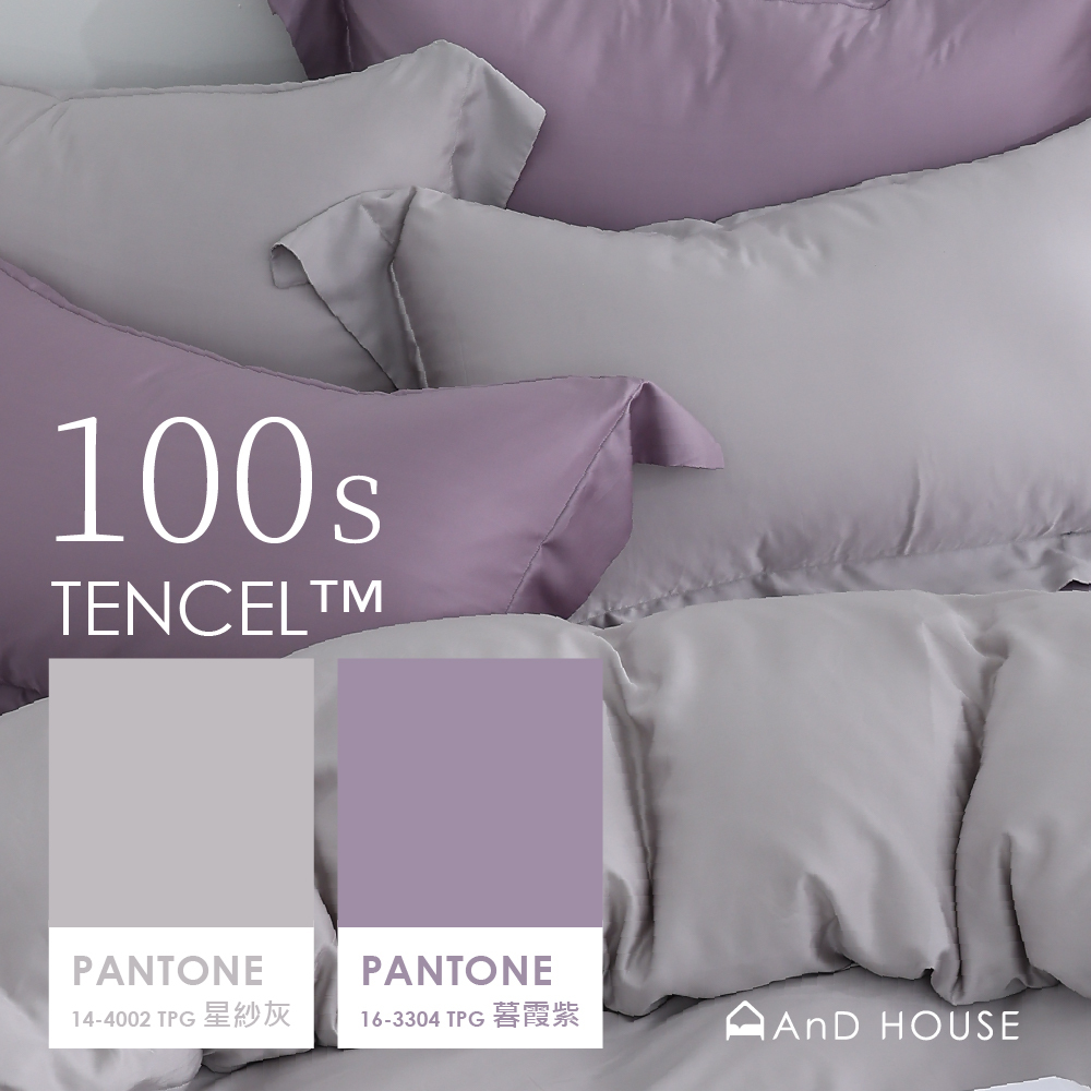 100支天絲｜100%萊賽爾｜雙色配｜暮霞紫ｘ星紗灰