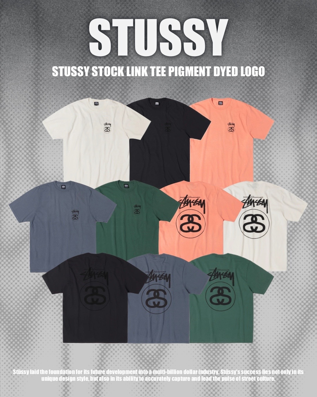#預購 STUSSY STOCK LINK TEE PIGMENT DYED 經典LOGO 雙S 短踢 五色