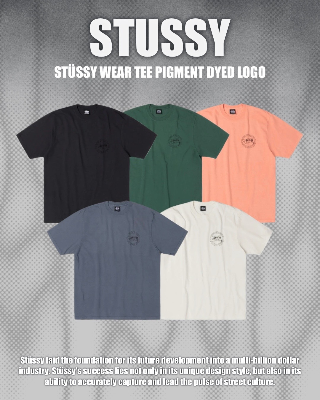 #預購 STÜSSY WEAR TEE PIGMENT DYED 圓形LOGO 短踢 五色