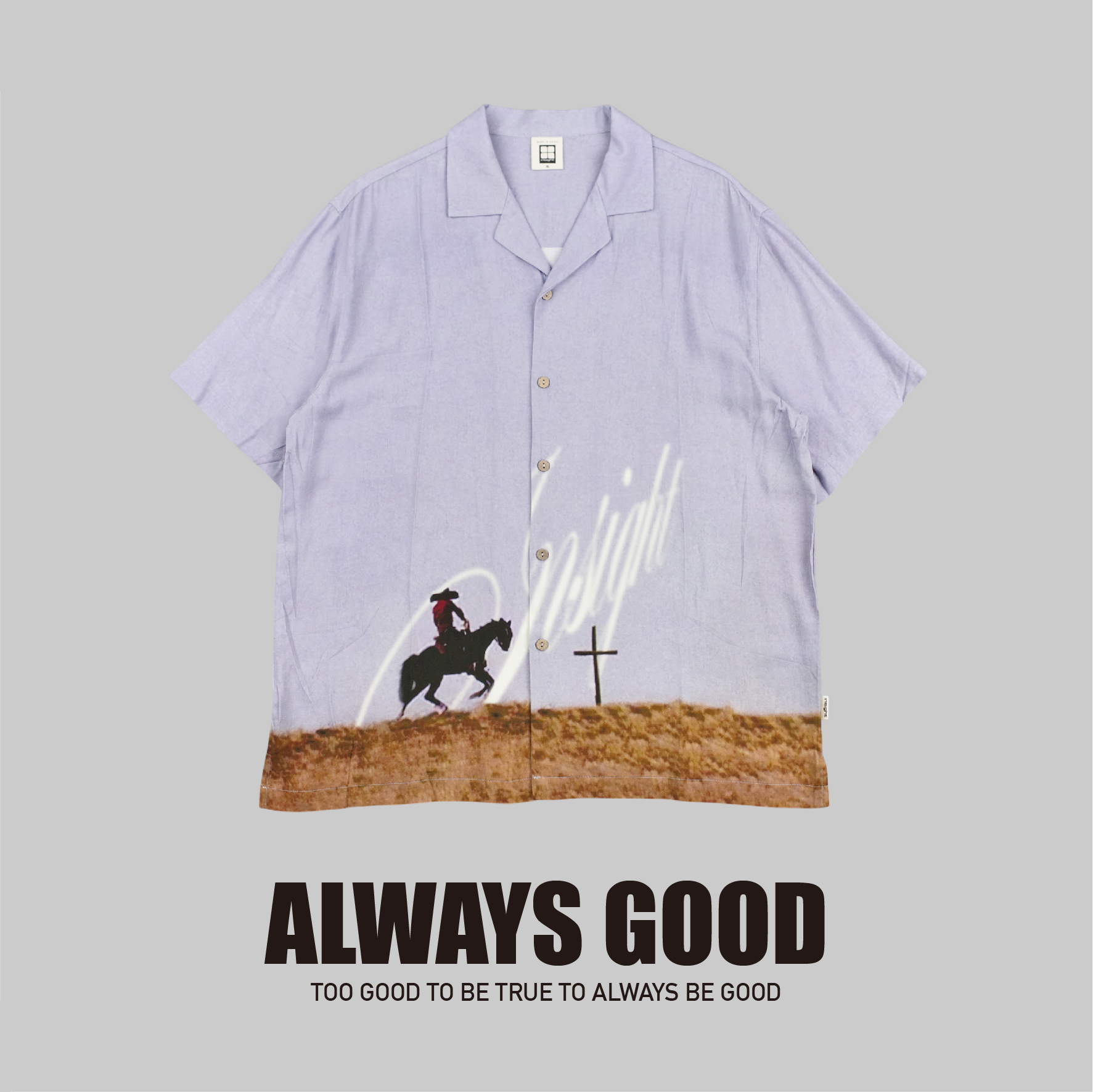『Always_Good』西部牛仔 滿版印花 短袖襯衫