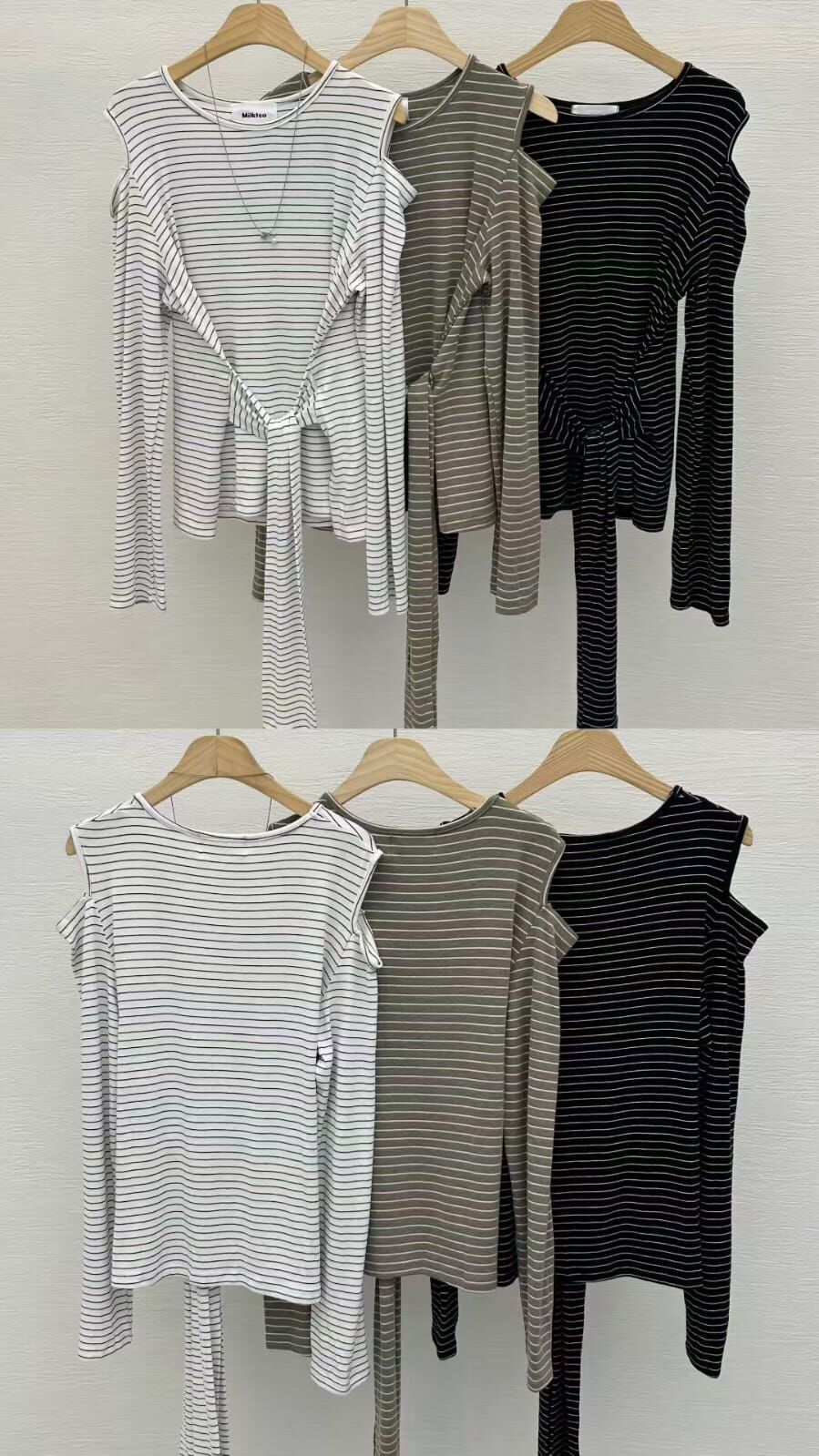 MI5035 露肩長袖綁腰上衣