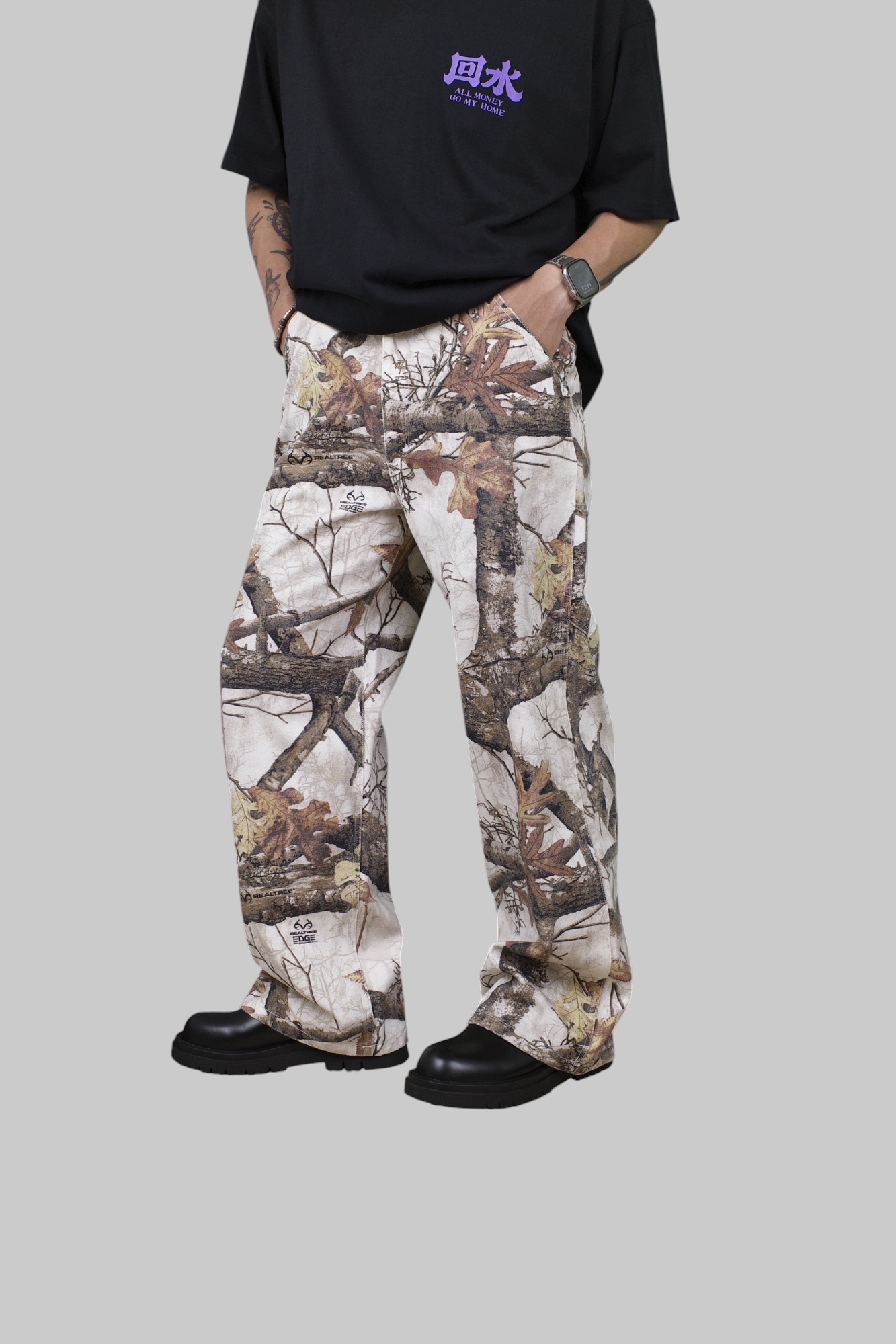 『Always_Good』樹林迷彩 滑板 直筒 工裝 長褲