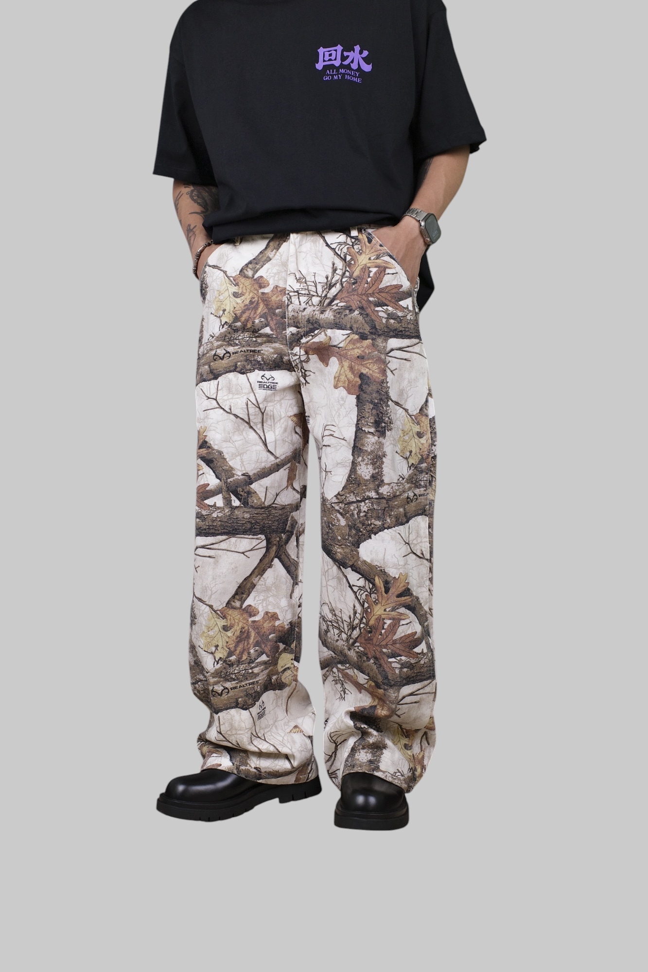 『Always_Good』樹林迷彩 滑板 直筒 工裝 長褲