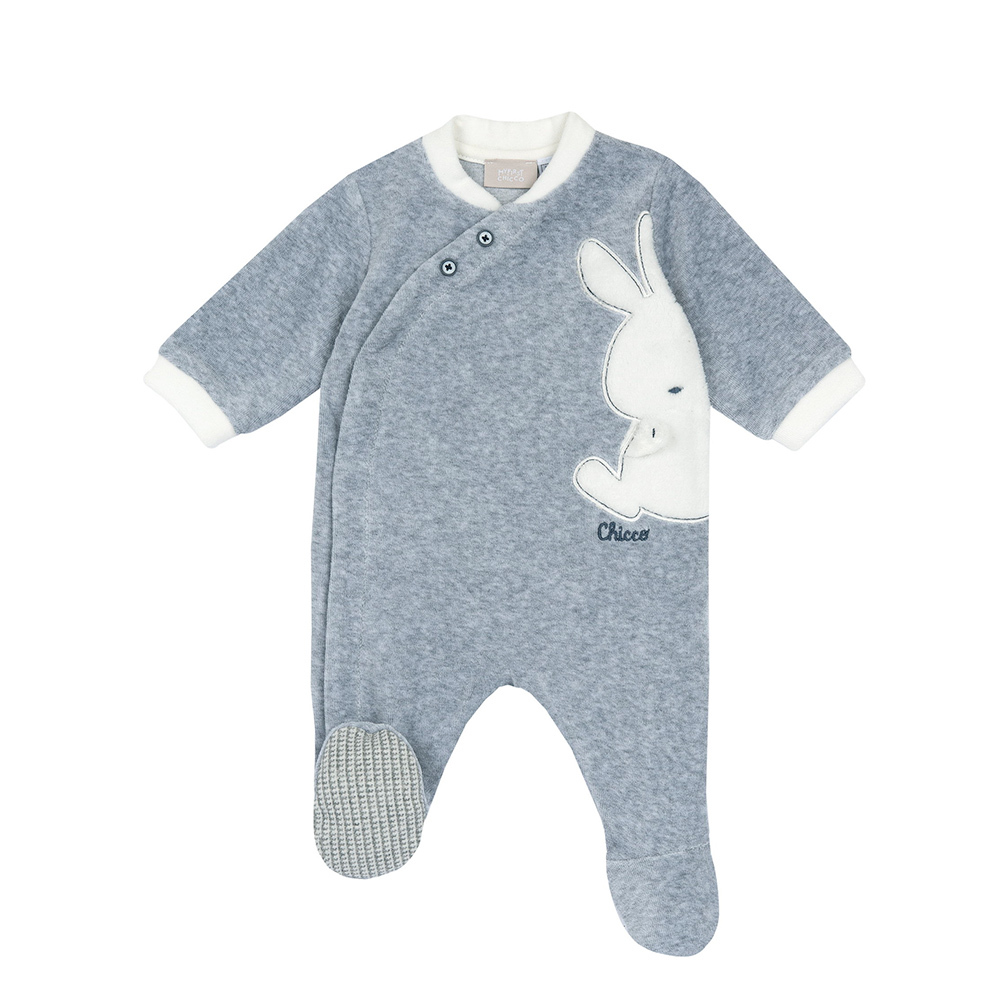 冬雪-花灰繡毛絨兔前側開兔裝