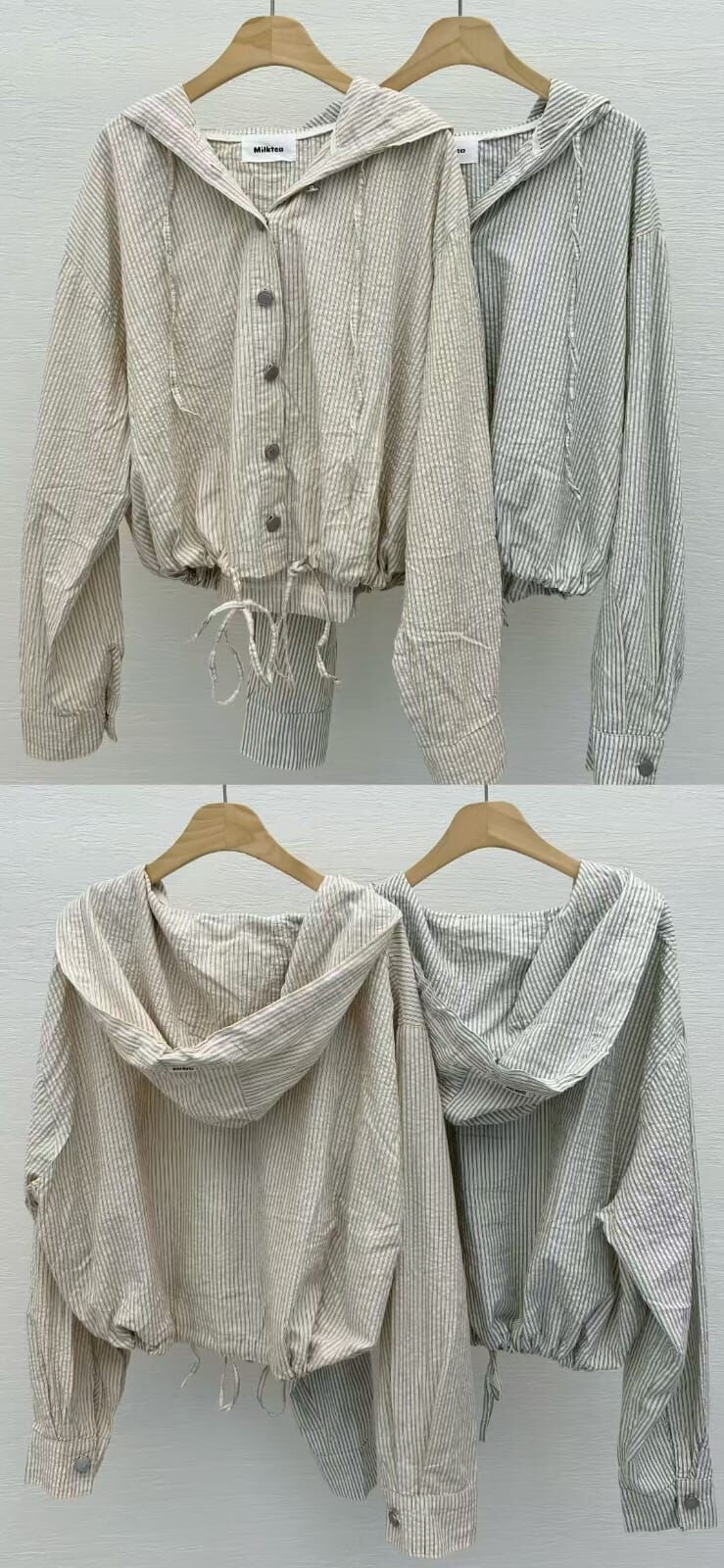 MI5041 皺皺連帽直紋外套