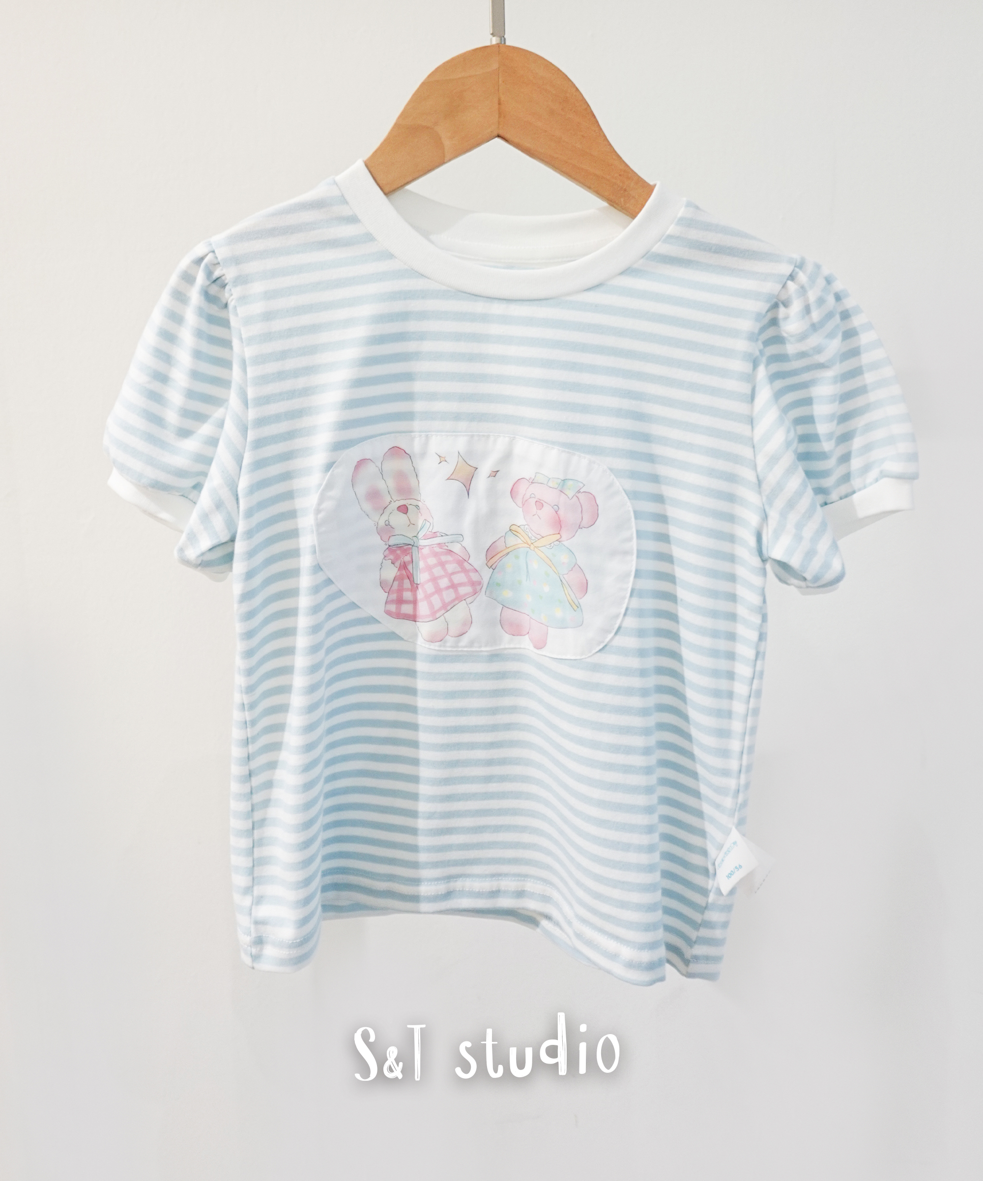 Q萌卡通印花條紋TEE(100-130)