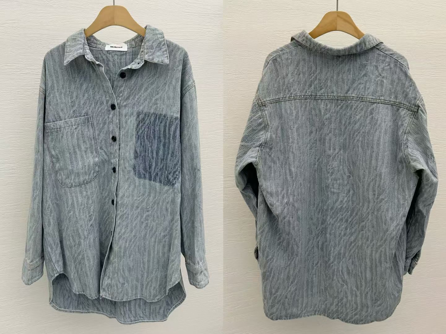 MI5043 暗花紋寬鬆牛仔恤衫