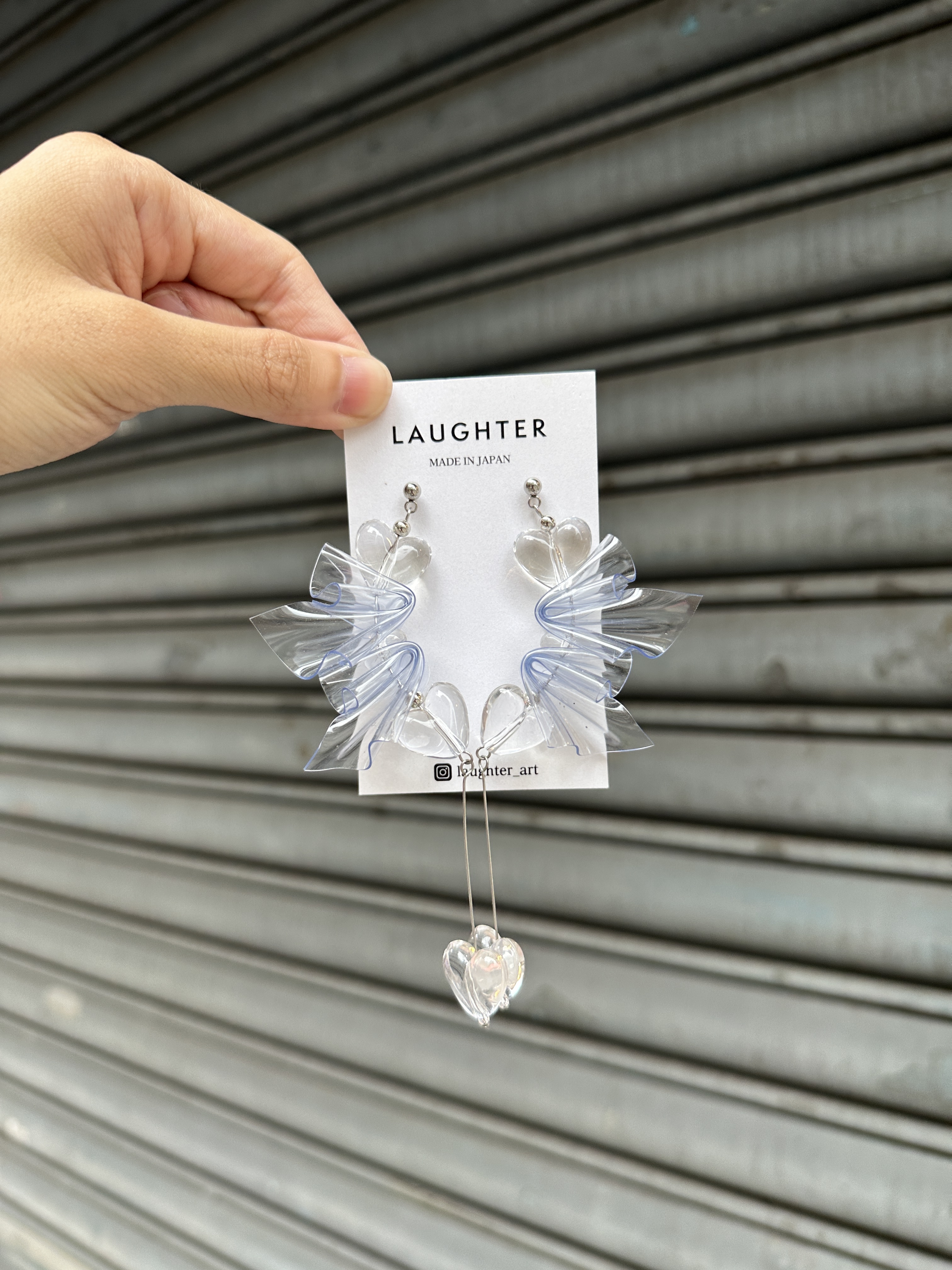[LAUGHTER] PVC愛心掛墜耳環 | 透明 | 耳針 | NO.234