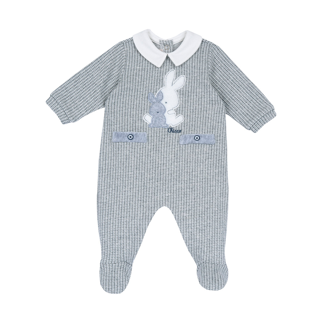 冬雪-灰格有領後開兔裝