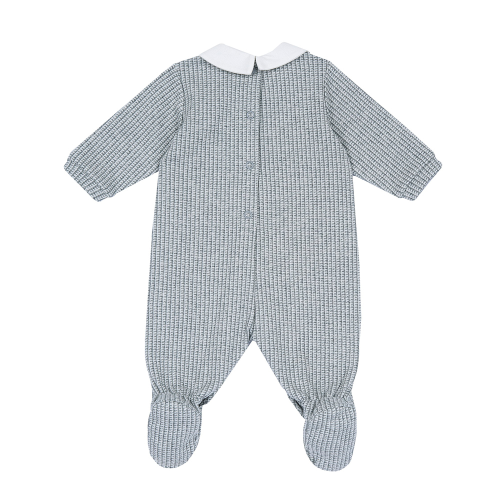 冬雪-灰格有領後開兔裝