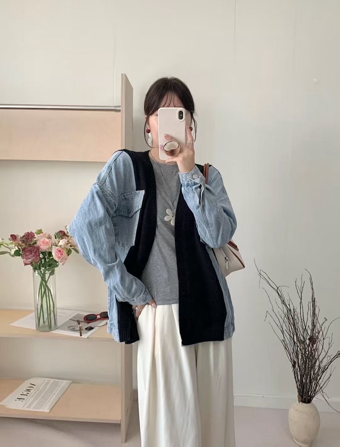 MI5048 扭麻花拼接牛仔外套