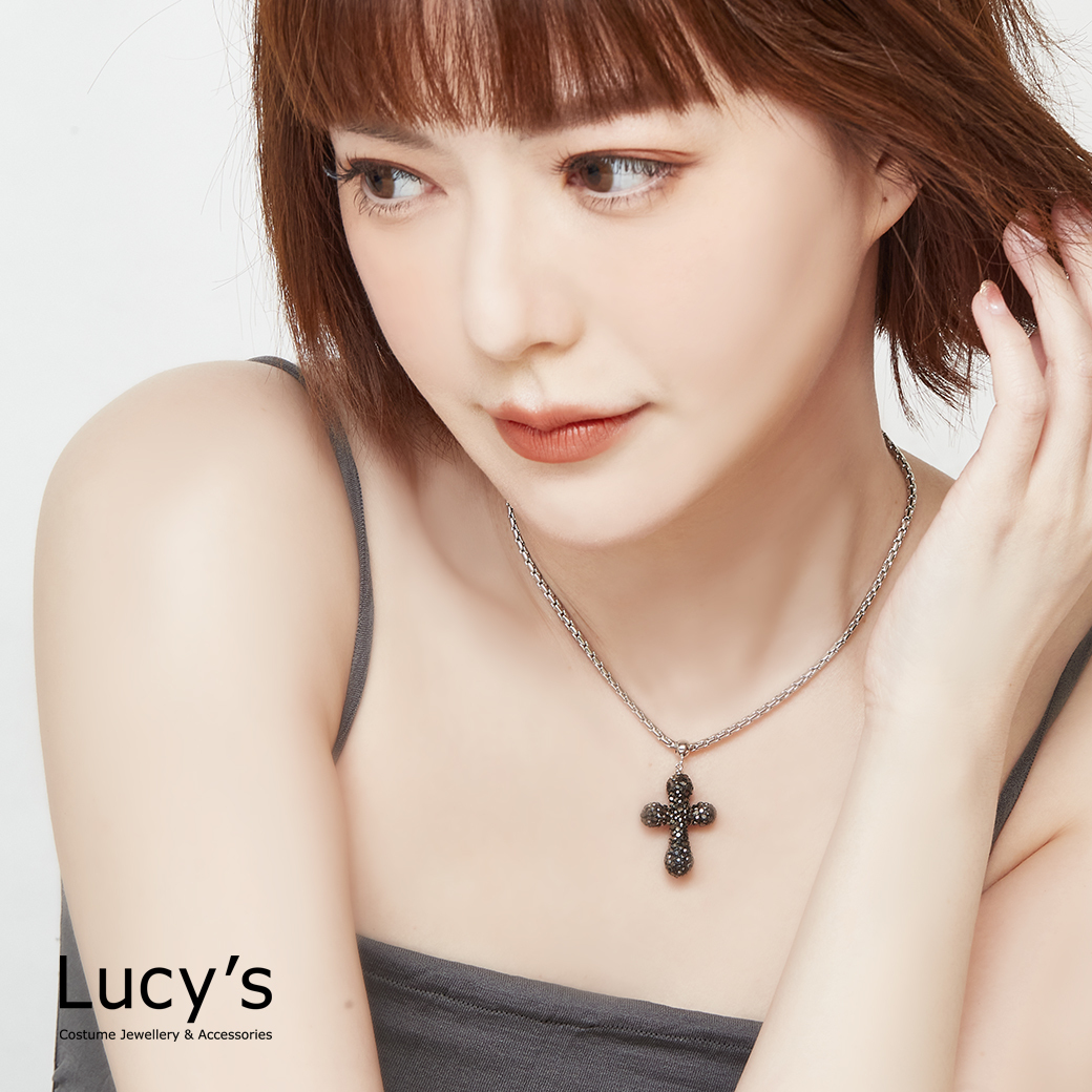 滿鑽十字架 項鍊 (二色) (123871/123872)