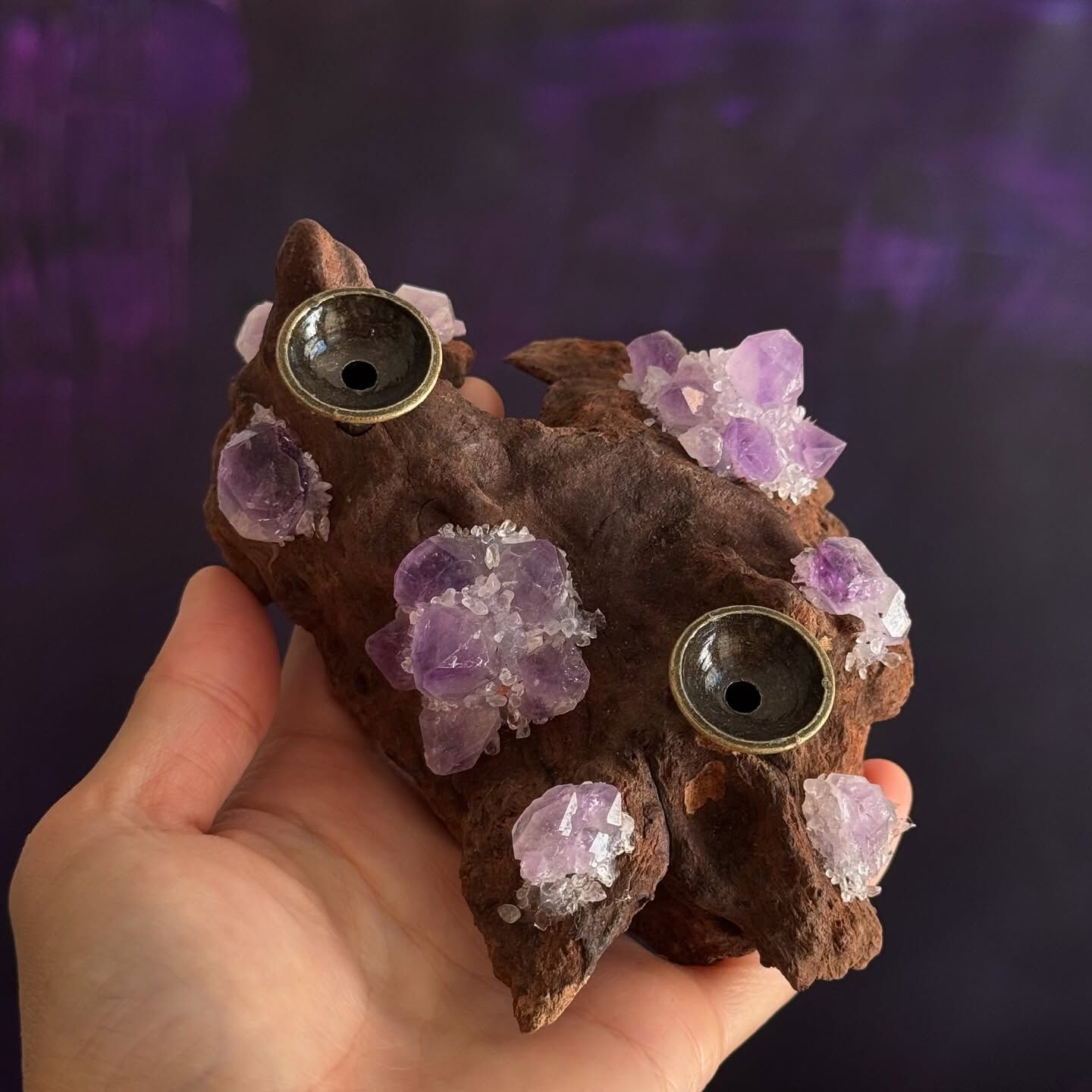 [原石] 紫水晶+原木 水晶球座